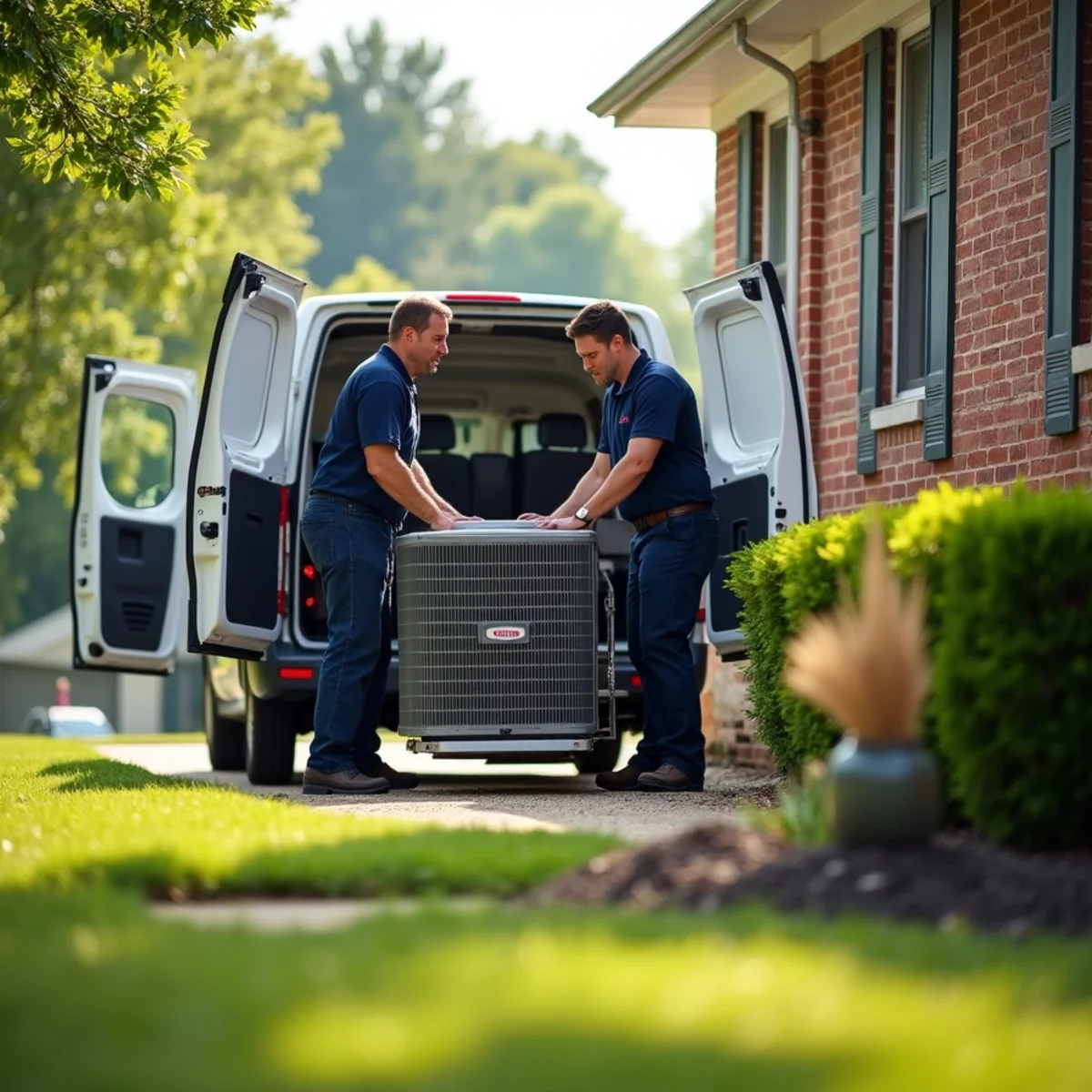 HVAC Mount Joy PA service van and technician ready for ac installation & replacement in the Mount Joy, PA area