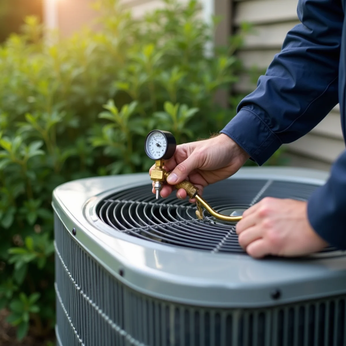 Close-up of ac repair being carried out by a HVAC Mount Joy PA technician