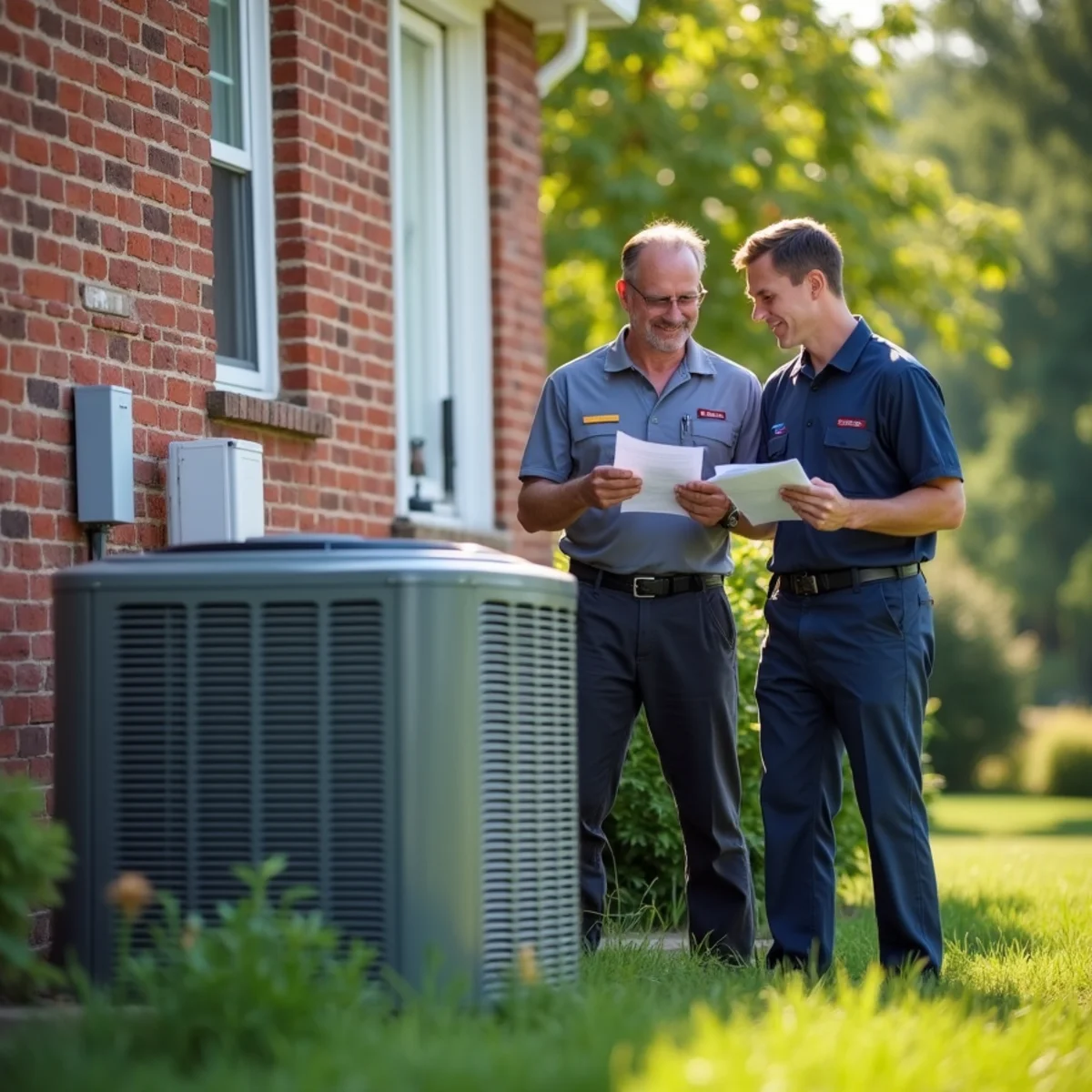 New outdoor condenser unit installed beside a suburban home in East Hempfield Township