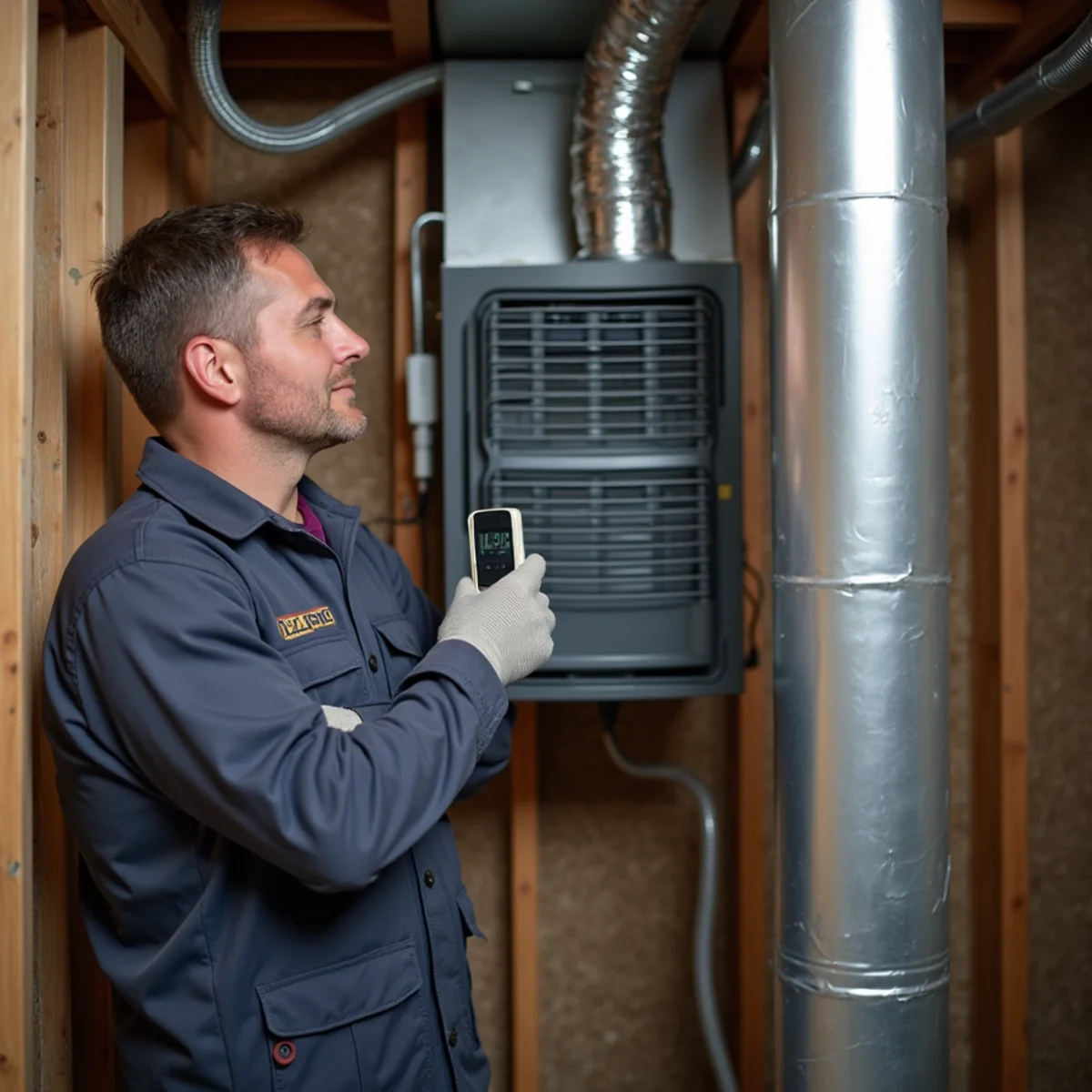 Whole-home dehumidifier ducted into an HVAC system in a Mount Joy PA basement