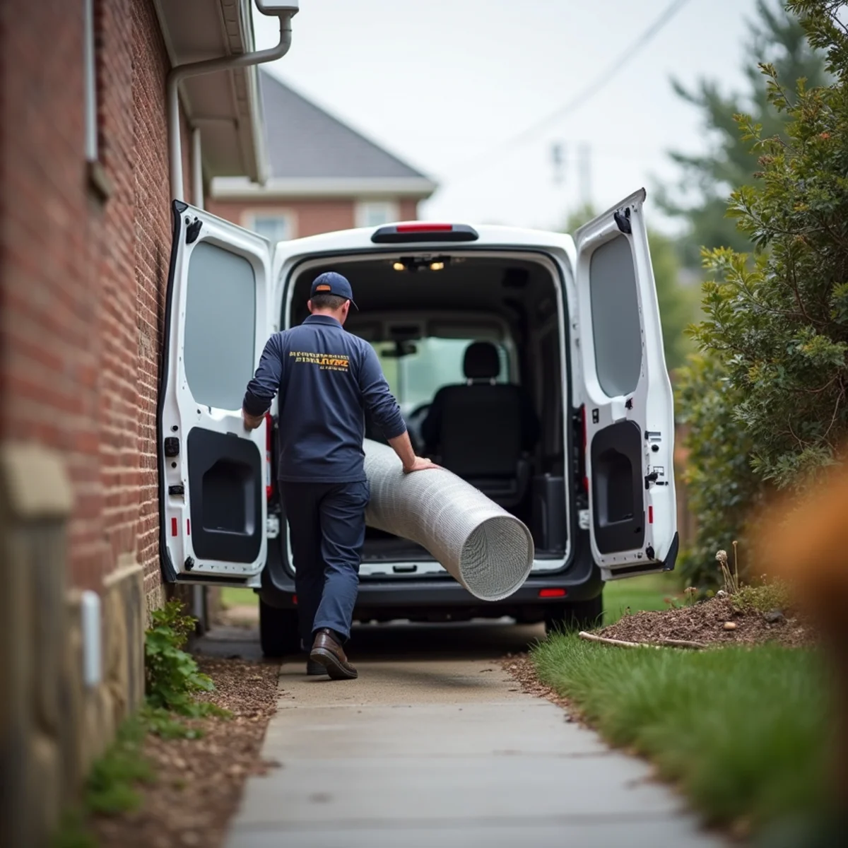 HVAC Mount Joy PA service van and technician ready for ductwork repair & installation in the Mount Joy, PA area