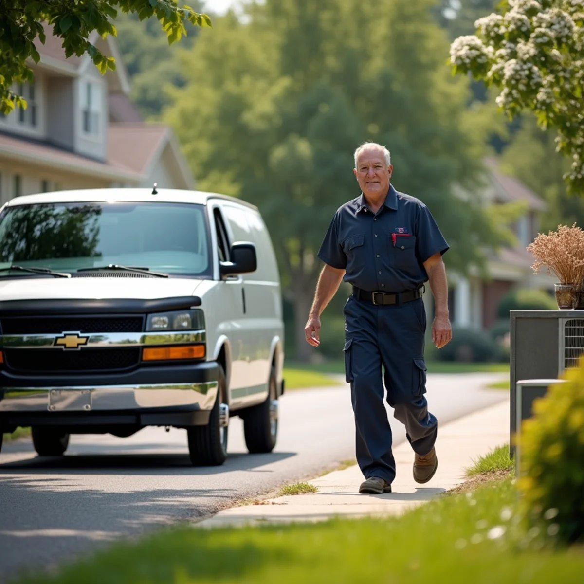 HVAC Mount Joy PA service van and technician ready for emergency ac repair in the Mount Joy, PA area