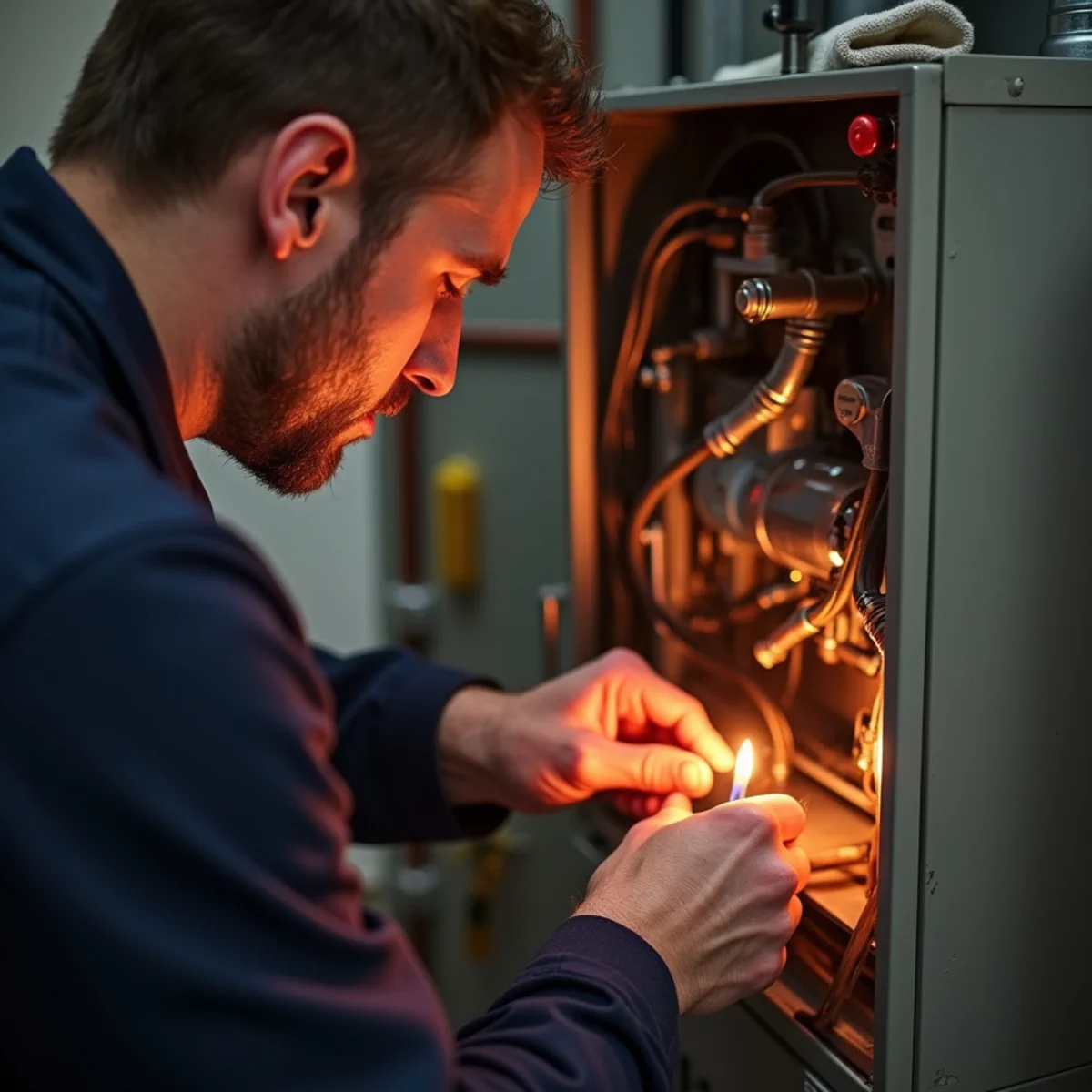 HVAC Mount Joy PA technician performing furnace repair in a Mount Joy, PA home