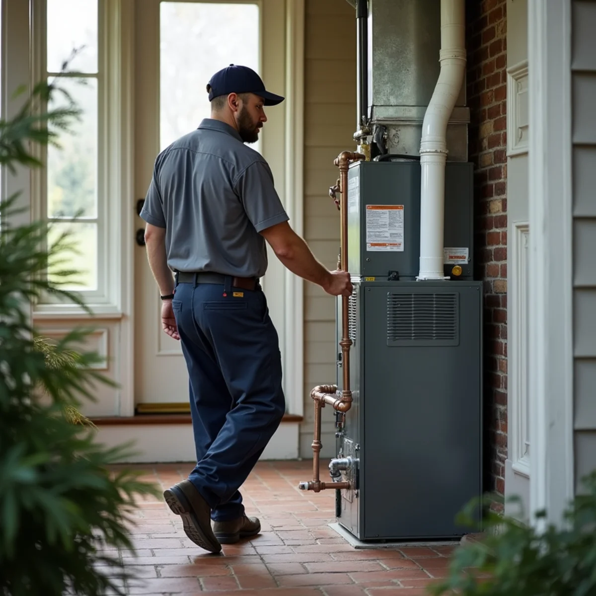 HVAC Mount Joy PA technician providing HVAC service at a home in Florin, PA