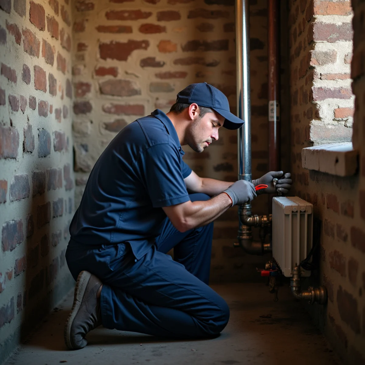 HVAC Mount Joy PA technician providing HVAC service at a home in Mount Joy Historic District, PA