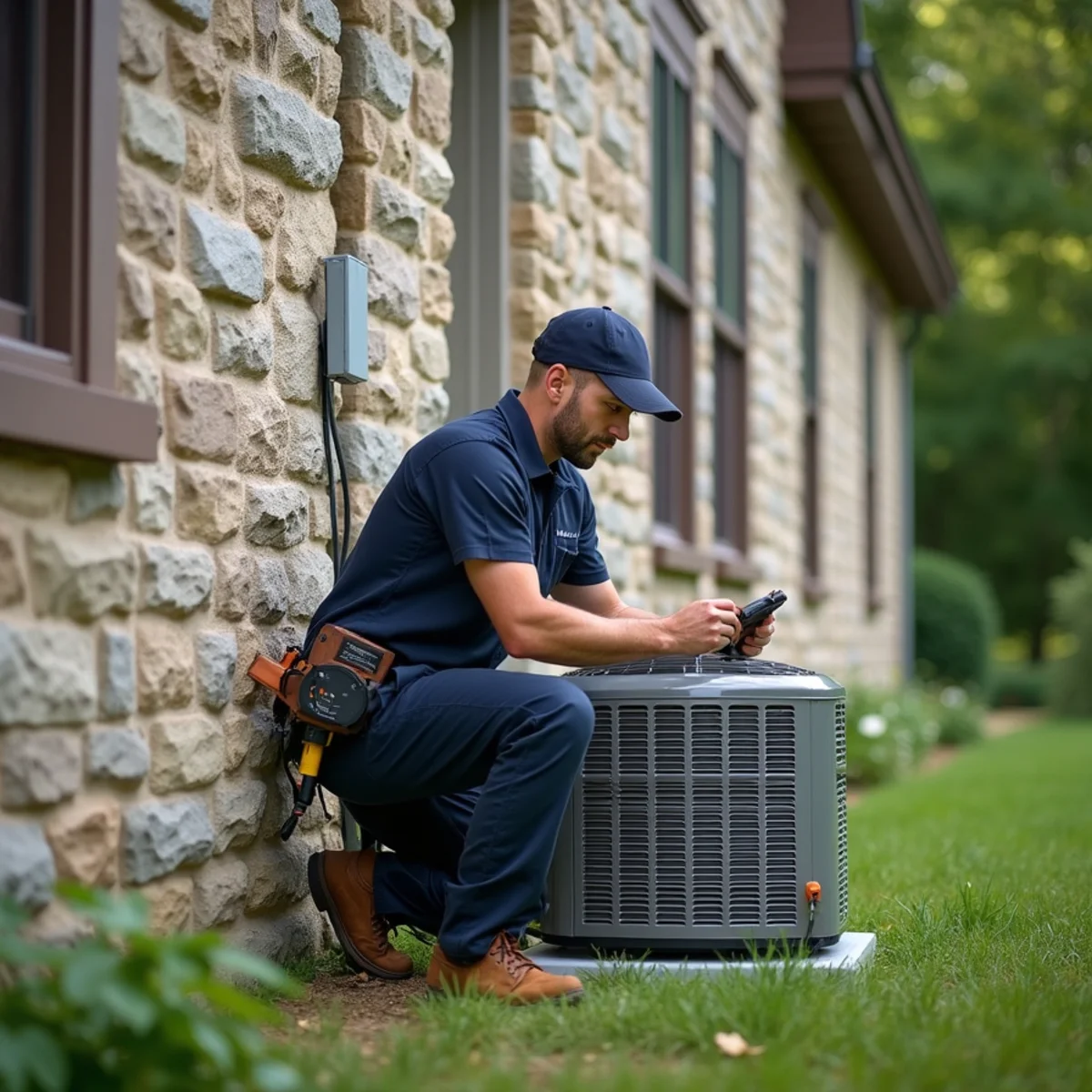 HVAC Mount Joy PA technician providing HVAC service at a home in Richland Historic District, PA