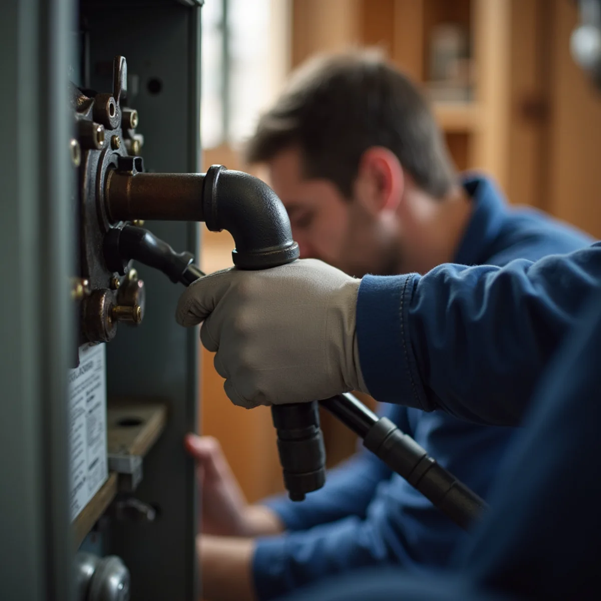 HVAC Mount Joy PA technician performing oil-to-gas conversion in a Mount Joy, PA home