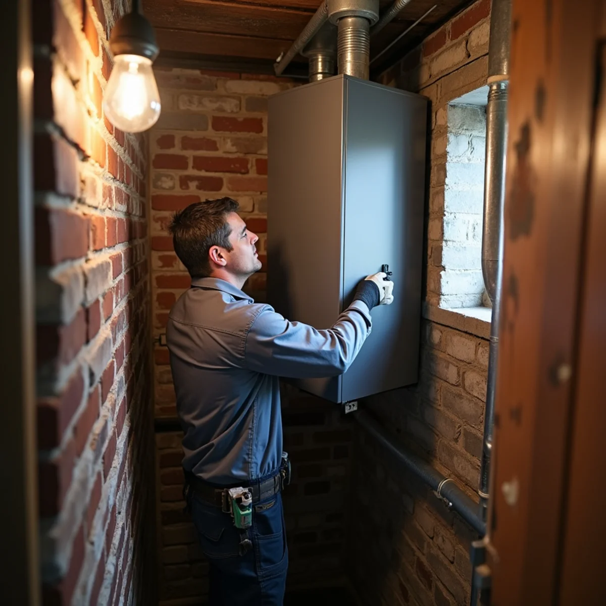 HVAC Mount Joy PA technician providing HVAC service at a home in Columbia, PA