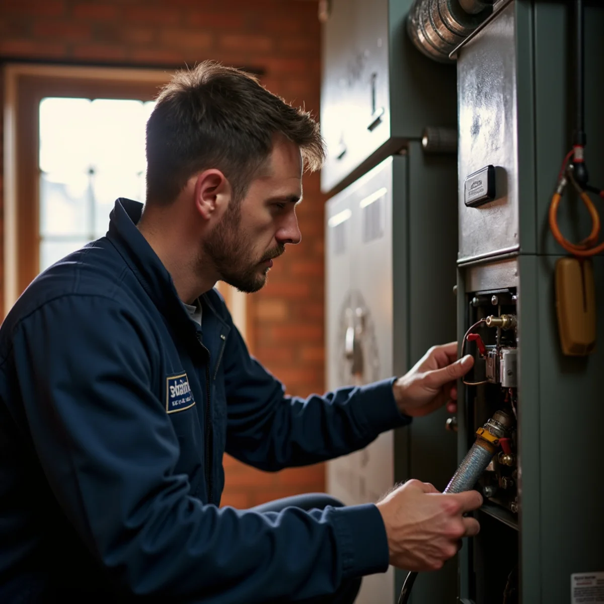 HVAC Mount Joy PA technician providing HVAC service at a home in Denver, PA