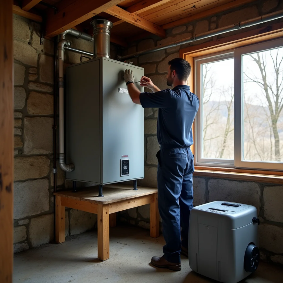 HVAC Mount Joy PA technician providing HVAC service at a home in East Donegal Township, PA