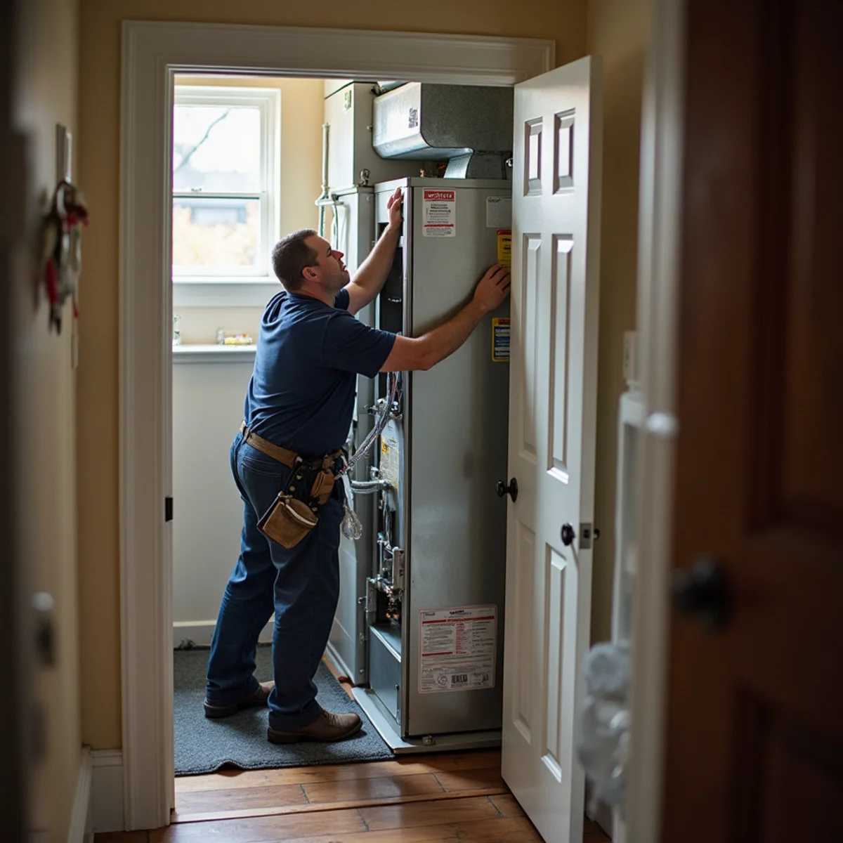 HVAC Mount Joy PA technician providing HVAC service at a home in Millersville, PA