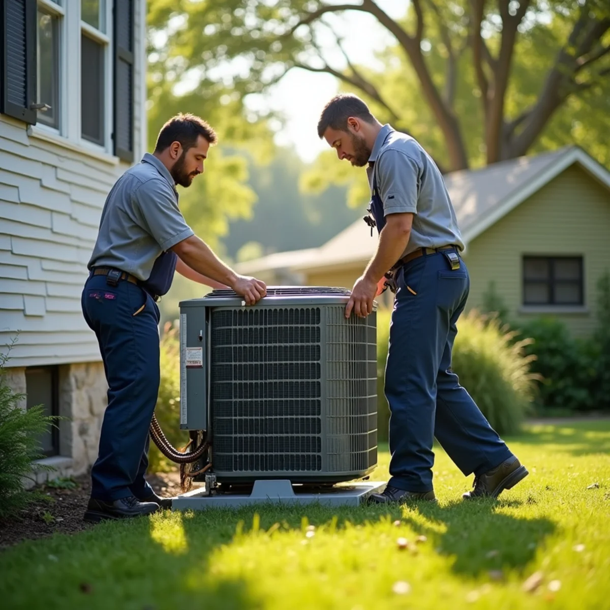 HVAC Mount Joy PA technician providing HVAC service at a home in Salunga, PA