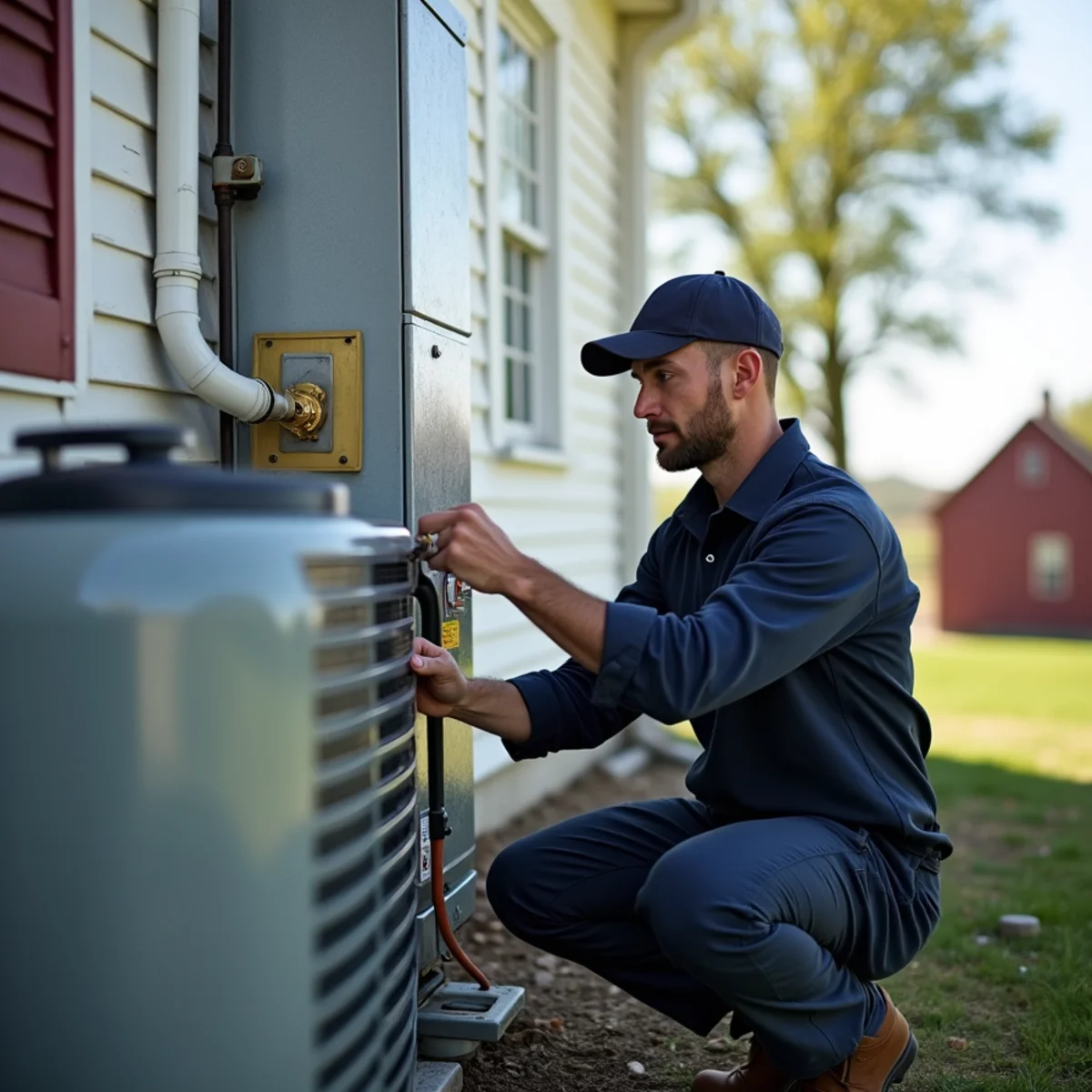 HVAC Mount Joy PA technician providing HVAC service at a home in Strasburg, PA
