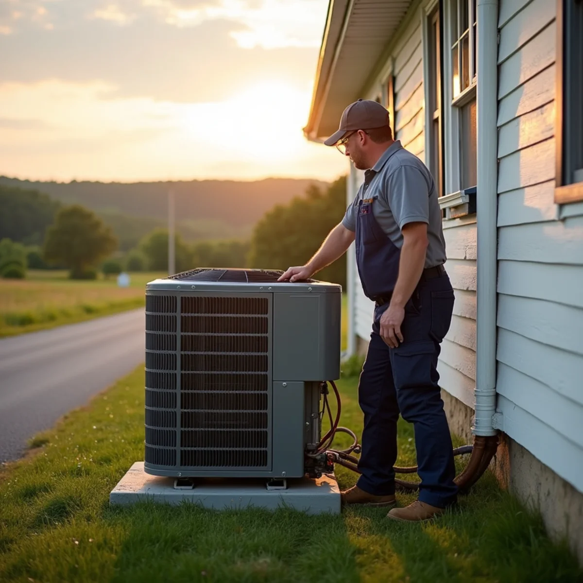 HVAC Mount Joy PA technician providing HVAC service at a home in West Donegal Township, PA